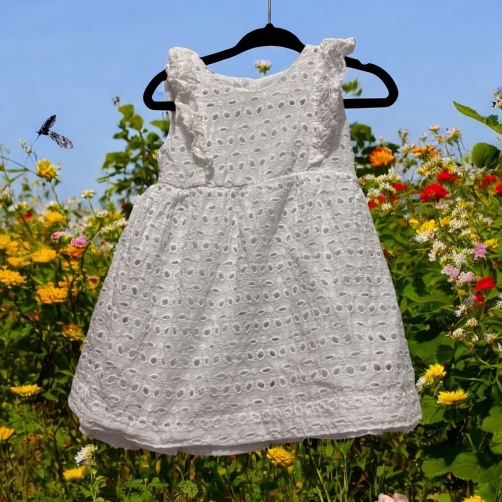 Bonnie Baby White Sleeveless eyelet Sundress Casual
